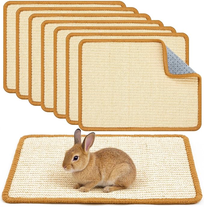 Thyle 8 Pcs Rabbit Scratching Pad Bulk 16 x 12 Inch Natural Sisal Bunny Scratch Mat Easy Replacement Claws and Teeth Care Rabbit Mats for Cat Cages Chew Toys for Bunny Pet Biting Sleeping Nesting