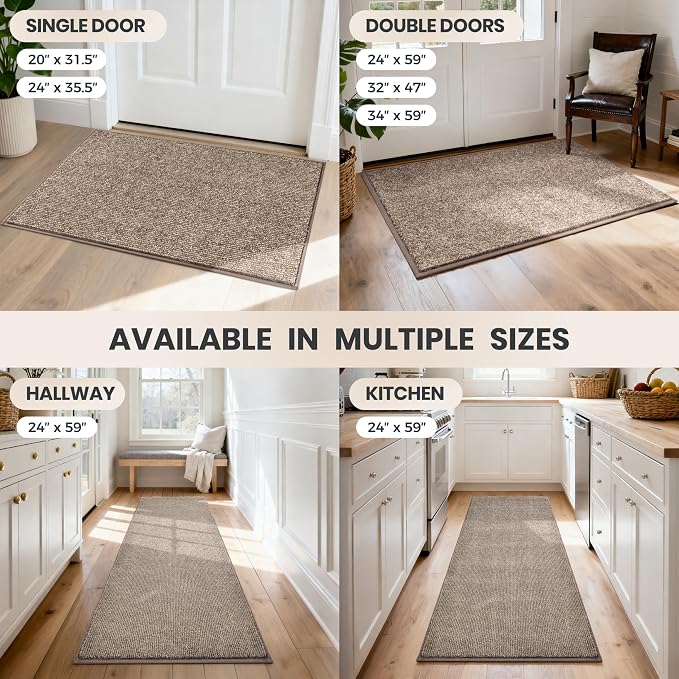 PURRUGS Dirt Trapping Door Mat 20" x 31.5", Non-Slip Machine Washable Entry Rug