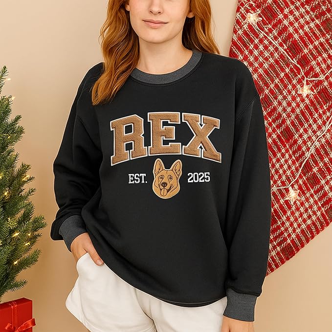 NAZENTI Personalized Dog Sweatshirt, Custom Photo Shirts, Dog Embroidered Shirt for Women, Men, Pet Lovers Gifts, Mom Gift