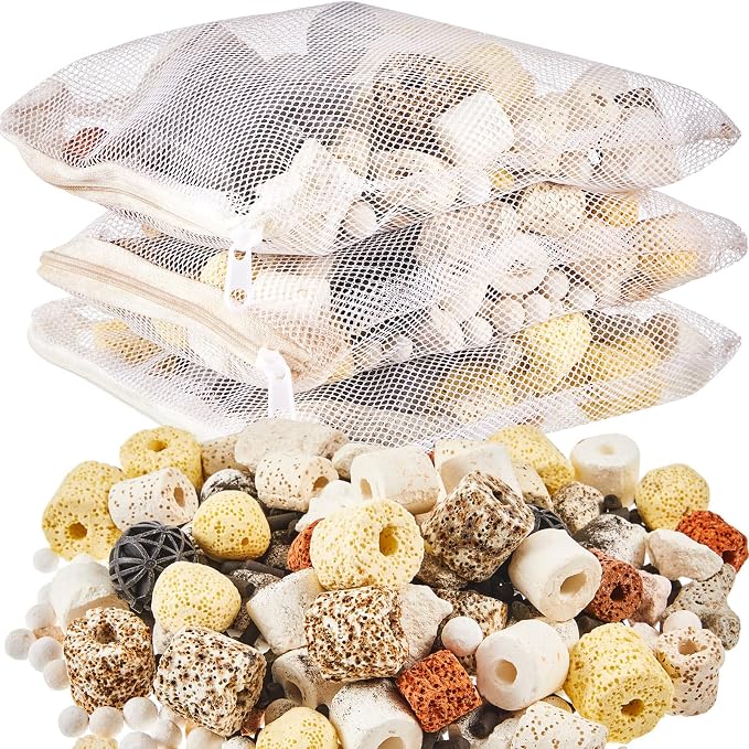 Timgle 3 Bags Aquarium Filter Media Bio Balls Ceramic Rings Set 1500 g Total