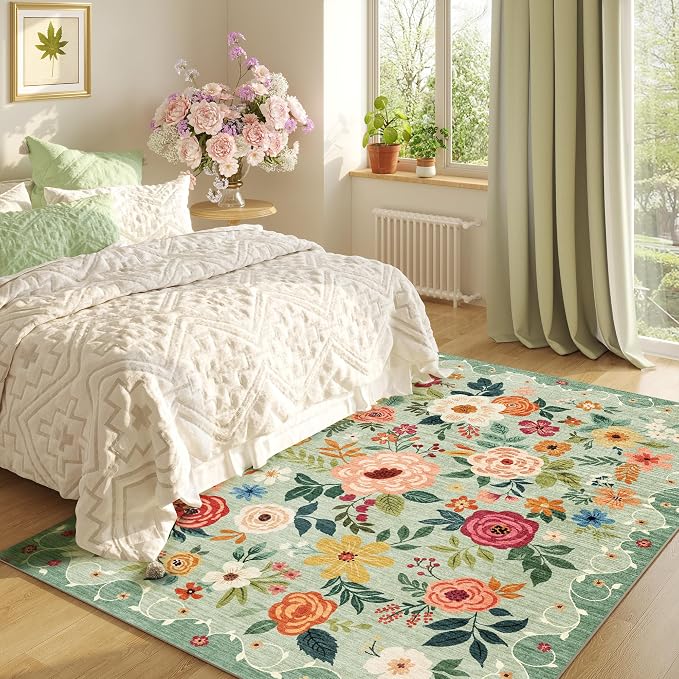 DUKINO 4x6 Area Rug, Floral Rugs