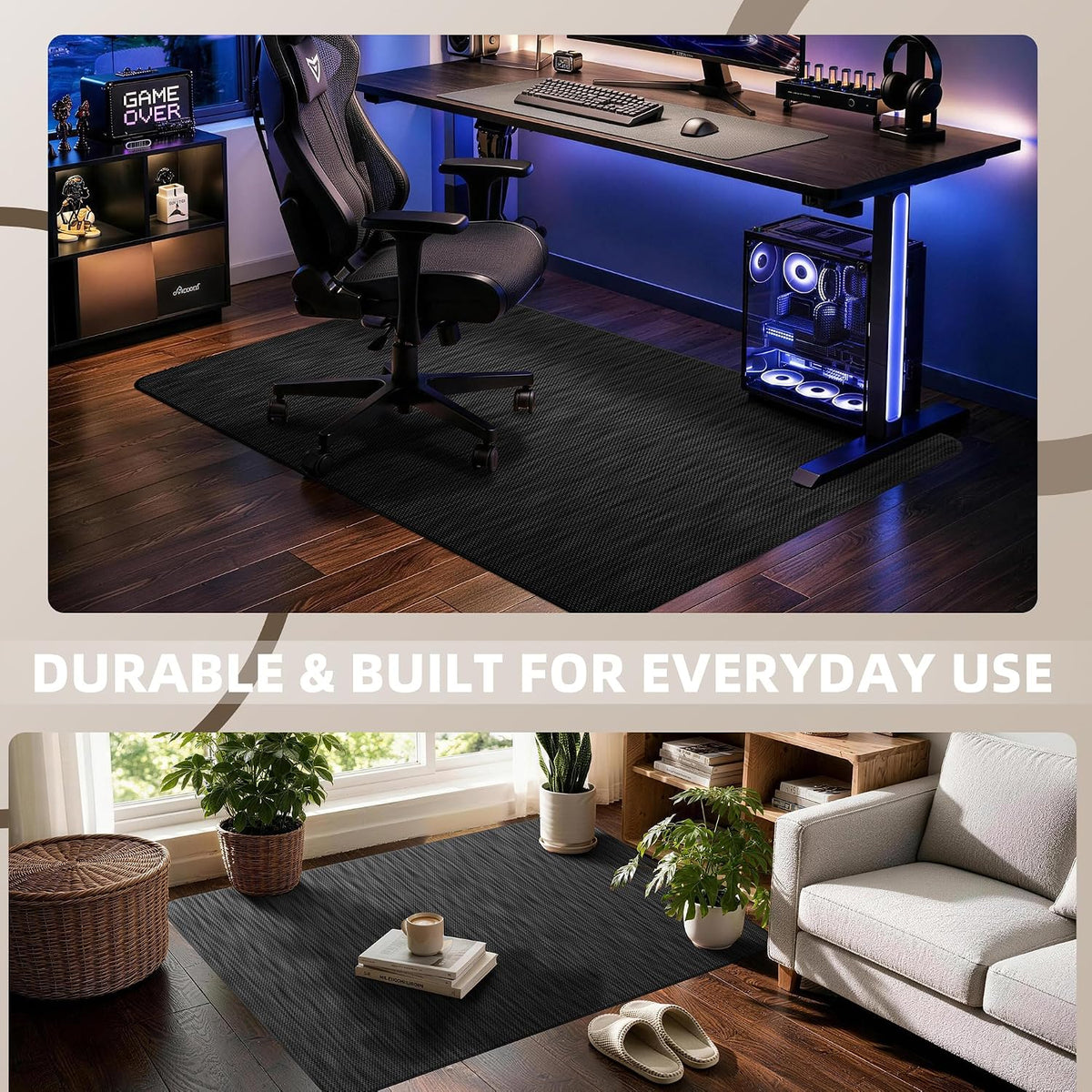 Office Chair Mat for Hardwood Floor 36" x 48", Black PVC Floor Protector
