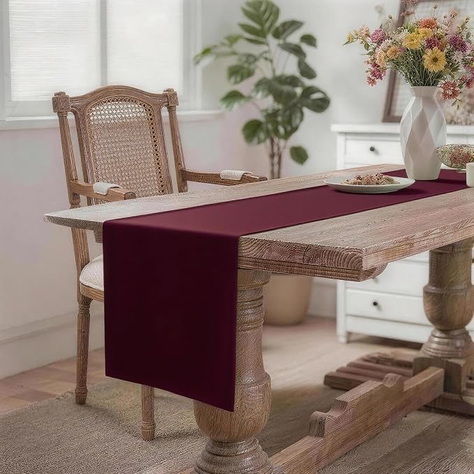 MEANMOY Burgundy Table Runner 36 Inches Long Waterproof Table Runners |