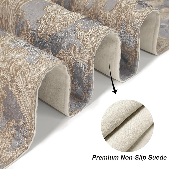 Loom and Mill Luxury Jacquard Damask Table Runner 120 Inches Long, 13x120 in