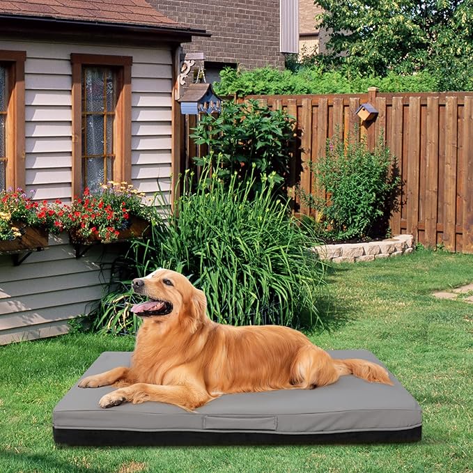 Large Orthopedic Dog Bed, Portable Pet Bed Kennel Mat for Large Dogs Cats, Memory Foam Dog Bed Pillow for Crate with Removable Washable Cover and Nonslip Bottom, 36x27x3.4 Inches