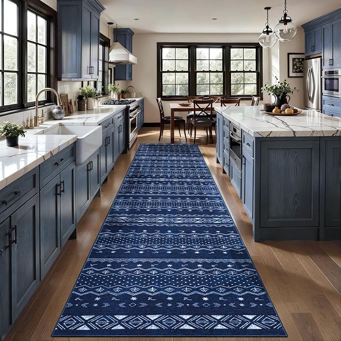 SERISSA Hallway Runner Rug, Soft Low-Pile Geometric Indoor Long Carpet