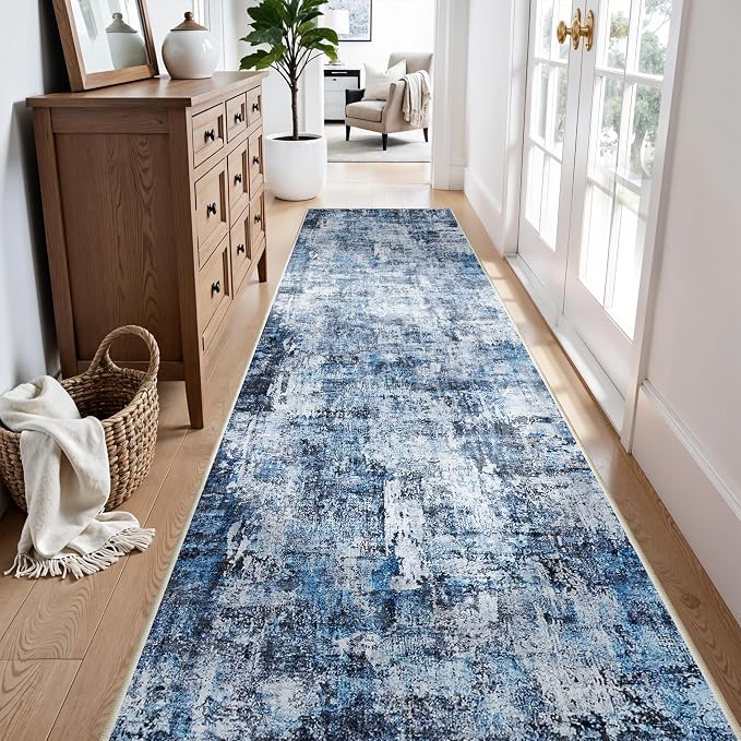 Rug Runners for Hallways Non Slip– Washable Long Kitchen Runner, Low-Pile Thin