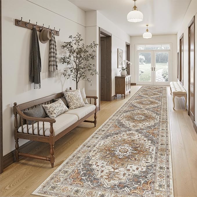 Madane Hallway Runner Rug 2'6''x14', Non Slip Vintage Runners