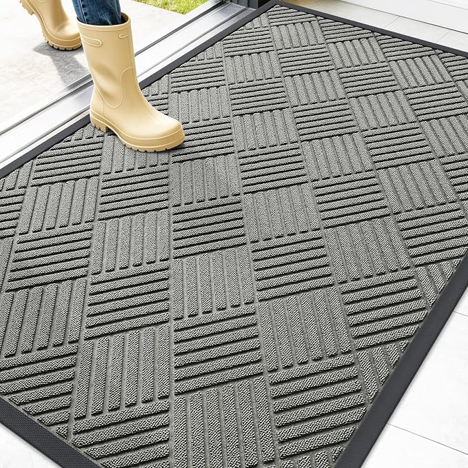 OLANLY Front Door Mat Outside Entrance 47x32, Heavy Duty Sturdy Natural Rubber