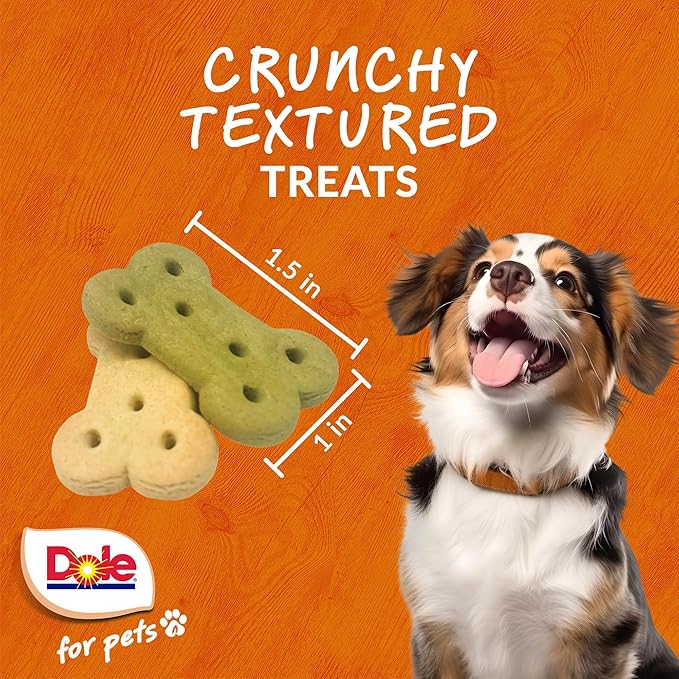 Dole for Pets Dog Biscuits Assorted Spinach + Pumpkin Mix, Real Vegetable Flavor Vegan Crunchy Treats, No Wheat Corn Soy or Artificial Additives, Bite Size Training Snacks for Dogs, 7 Oz