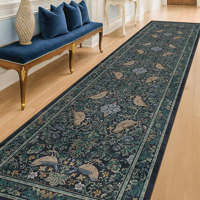 Vintage 3x12 Wide Hallway Runner Rug, Washable Extra Long Runner Rugs