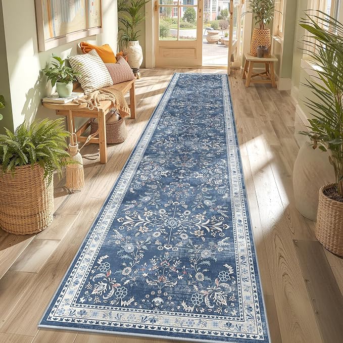 Yamaziot Washable Runner Rug 2x10 – Floral Non Slip Boho Hallway Runner Rug
