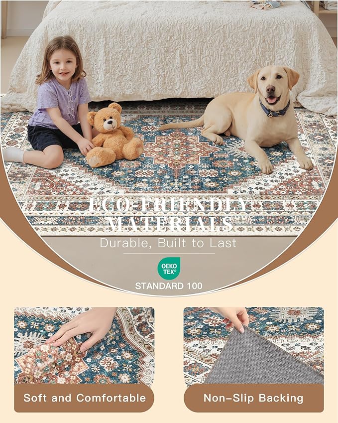 Madane Hallway Rug 3x10, Kitchen Rugs Washable Entryway Rug Vintage Kitchen