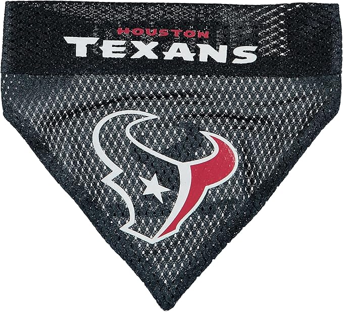 NFL DOG BANDANA - HOUSTON TEXANS REVERSIBLE PET BANDANA. 2 Sided Sports Bandana with a PREMIUM Embroidery TEAM LOGO, Large/X-Large. - 2 Sizes & 32 NFL Teams available