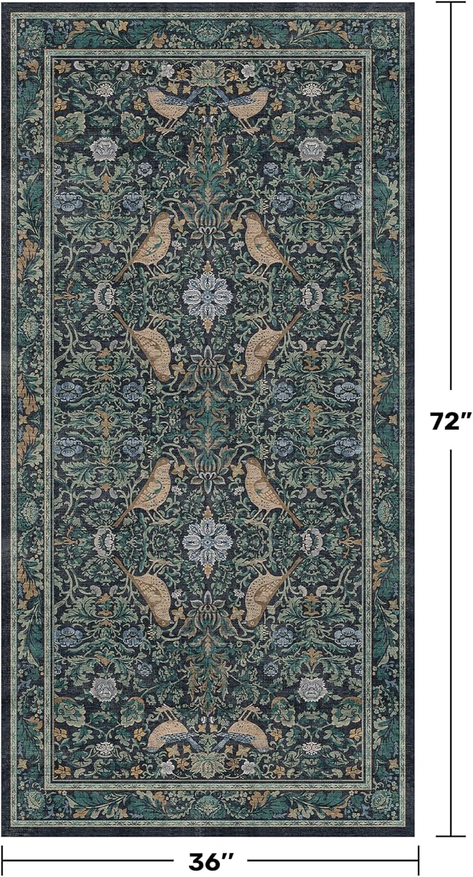 Blue 3x6 Washable Rug for Large Entryway