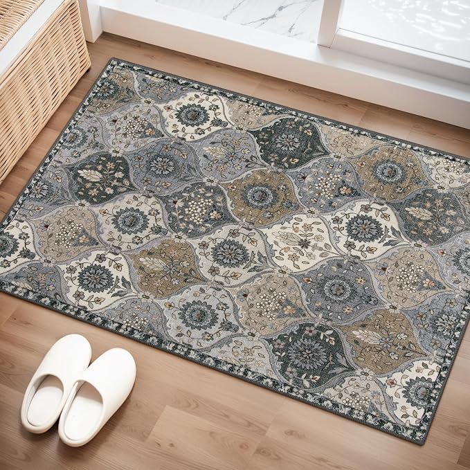 Lahome Moroccan Trellis Area Rug, 2x3 Entryway Rug Non-Slip Washable Indoor
