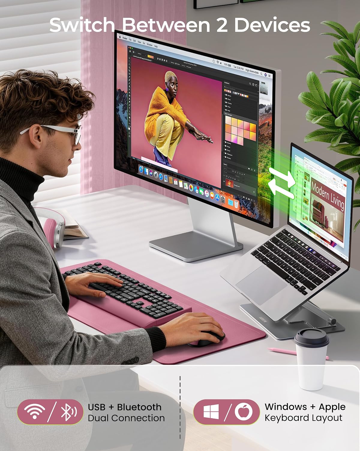 seenda COE200 Wireless Bluetooth Keyboard and Mouse Combo with Wrist Rest