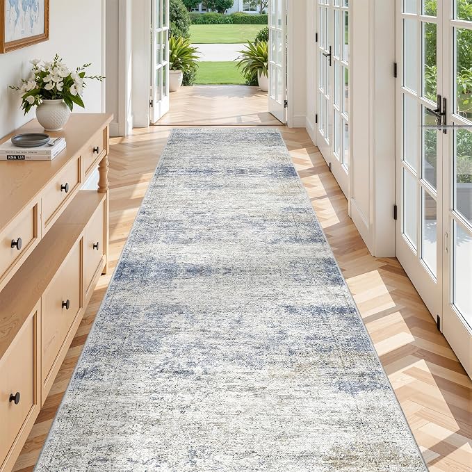 3x12 Runner Rug for Hallway, Non-Slip Long Bathroom Rugs Runner for Kitchen