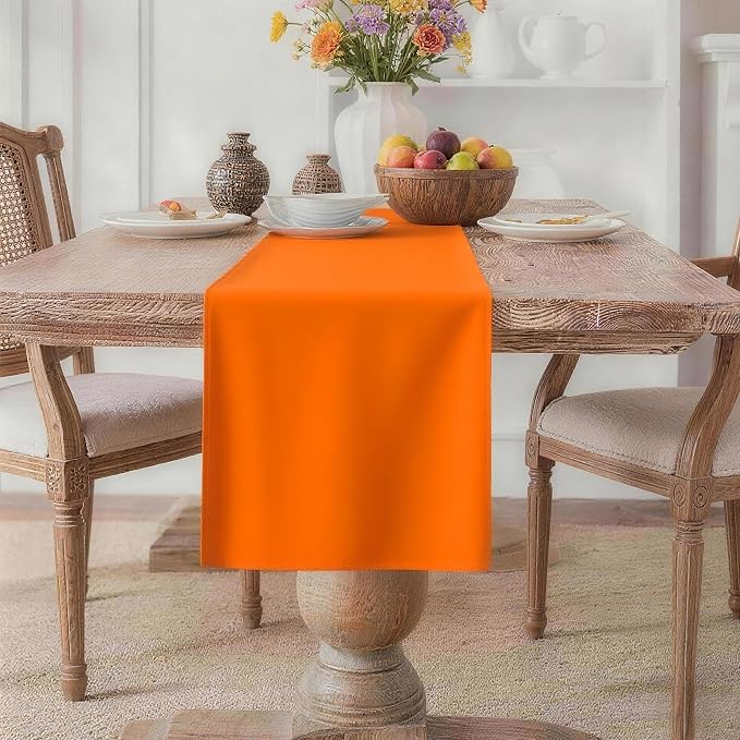 MEANMOY Orange Table Runner 72 Inches Long Waterproof Table Runners | Washable