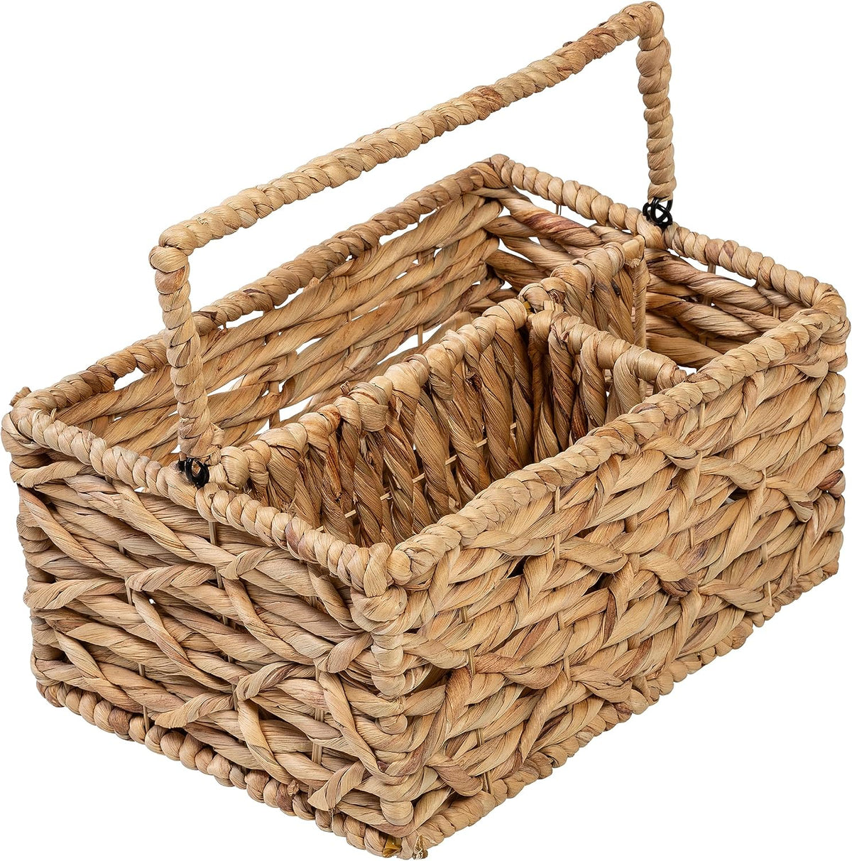 Honey-Can-Do Woven Water Hyacinth Wicker Storage Basket, Caddy, Natural