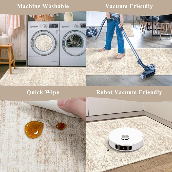 Kitchen Rug Sets 3 Piece Washable – Non Slip Modern Boho Small Kitchen Rugs and