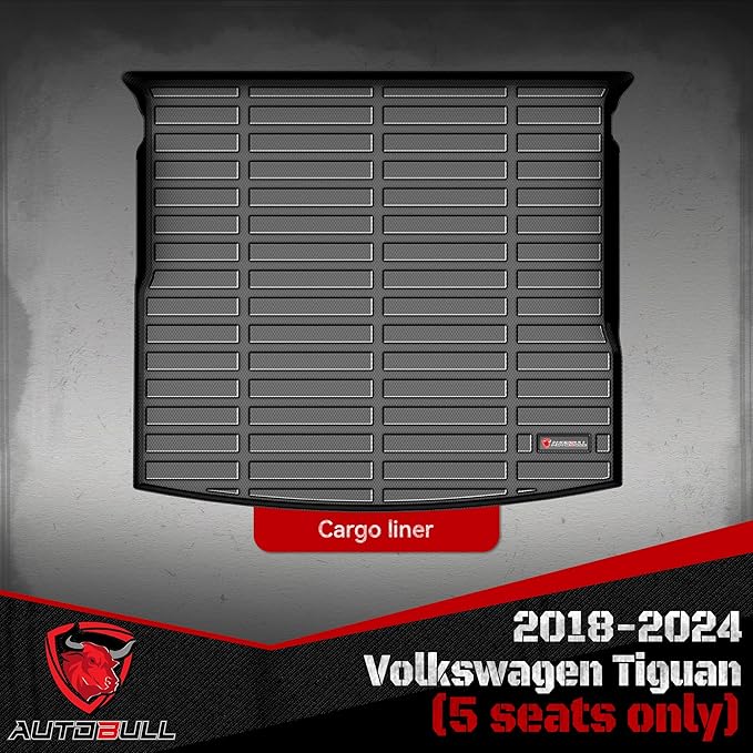 Cargo Liner Compatible with Volkswagen VW Tiguan 5 Passenger 2018-2024 Cargo Mat, All Weather Protection Trunk Liner Rear Trunk mat ，Black