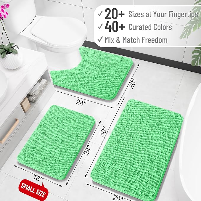 OLANLY Bathroom Runner Rugs 59x24, Soft Absorbent Chenille Bath Rugs, Rubber