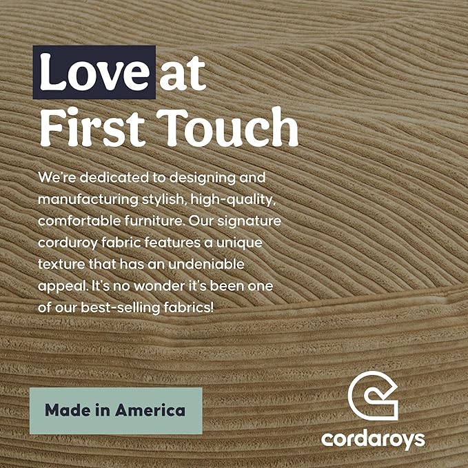CordaRoy's Waterproof Terry Corduroy Forever Dog - with Removable, Washable Cover - Comfortable & Stylish Pet for Living Room, Room, Office - 50" - Khaki | Made in The USA