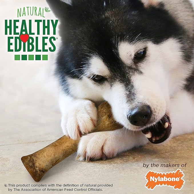 Nylabone Healthy Edibles Natural Dog Chews, Long Lasting Bones for Dogs, Bacon Flavor Dog Treats, X-Large (2 Count)