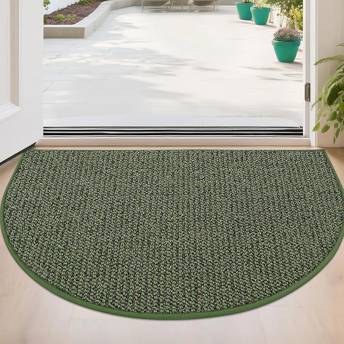 BEQHAUSE Dirt Trapper Door Mat 24" x 36" Half Circle Non-Slip Washable Doormats
