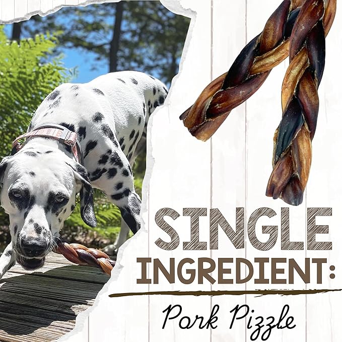 Nature Gnaws Braided Pork Bully Sticks for Dogs 5-6" (20 Count) - Long Lasting for Small and Medium Dogs - Natural Bacon Dog Chew Treats - Rawhide Free