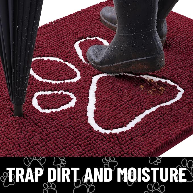 Smiry Dog Door Mat for Muddy Paws, Absorbent Dirt Trapper Non Slip Quick Dry