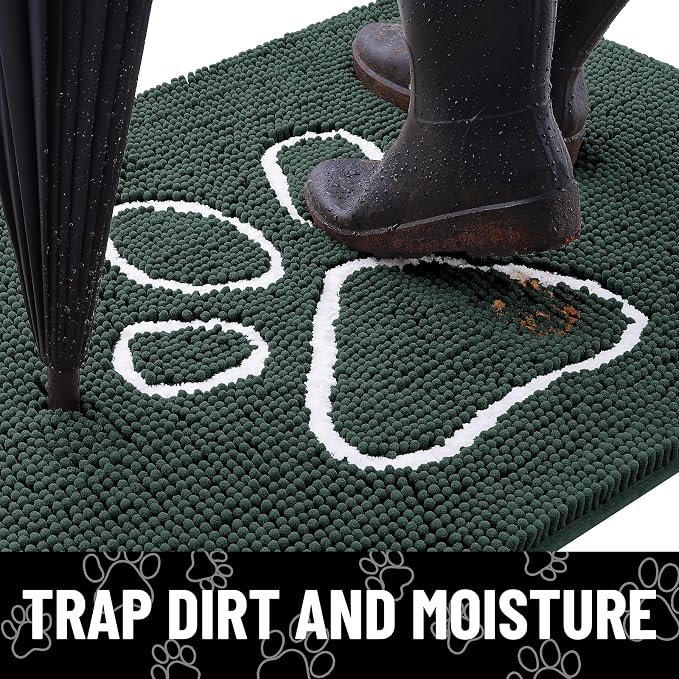 Smiry Dog Door Mat for Muddy Paws, Absorbent Dirt Trapper Non Slip Quick Dry