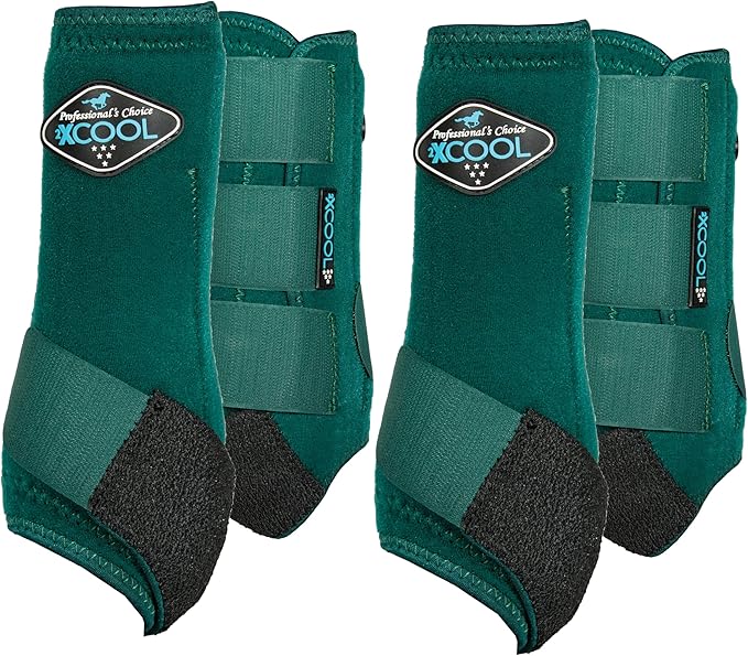 Professional's Choice 2XCOOL Sports Medicine Horse Boots | Protective & Breathable Design for Ultimate Comfort & Durability in Active Horses | Value 4 Pack | Medium Emerald