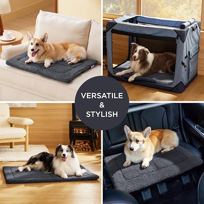 Bedsure Washable Dog Crate Bed for Medium Dogs, Soft Foam Floor Pet Mat, Versatile Lightweight Pet Crate Pad for Kennel