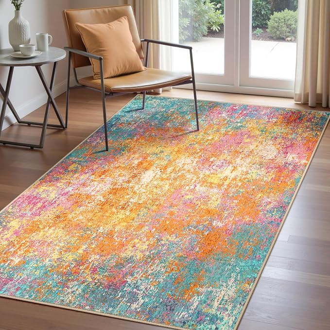 RELEANY Washable Area Rugs 3'x5' Non-Slip Modern Abstract Soft