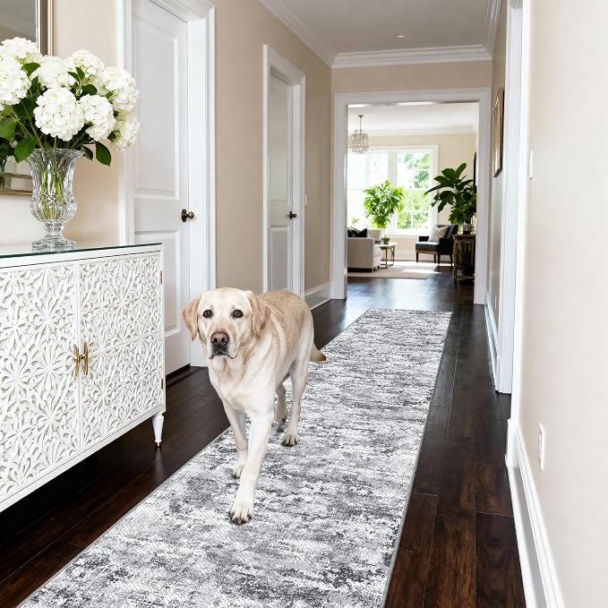 Runners for Hallways Ultra Non-Slip 2x8 Washable Kitchen Rug Abstract Tear and