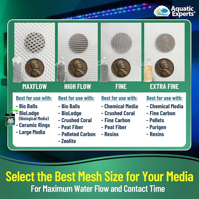 Aquatic Experts Extra Fine Aquarium Media Bag, Durable Drawstring Bags