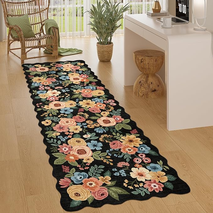 DUKINO 2.6x8 Runner Rug for Hallway, Washable Kitchen Rug