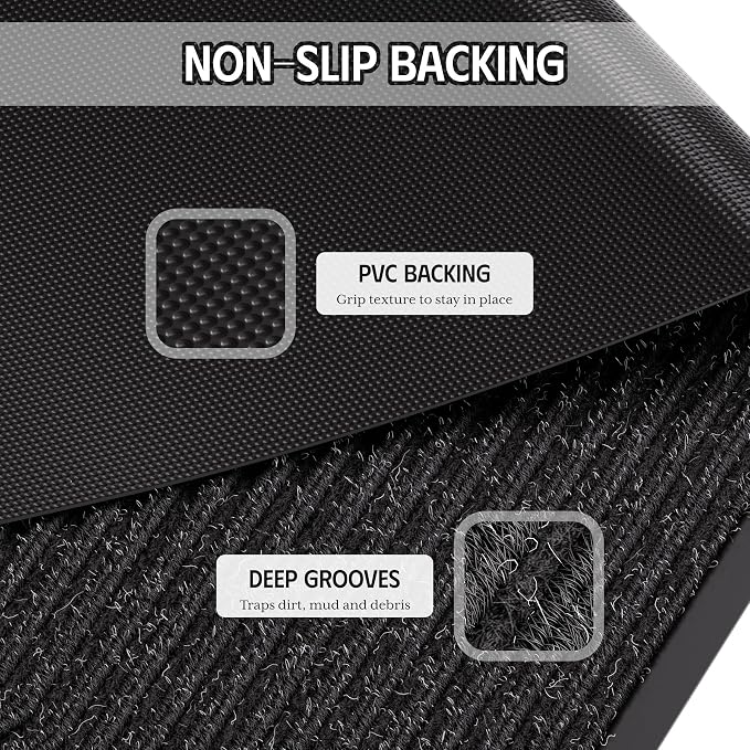Front Door Mat Indoor Outdoor Entrance, Non-Slip Backing Large Door Mat Indoor