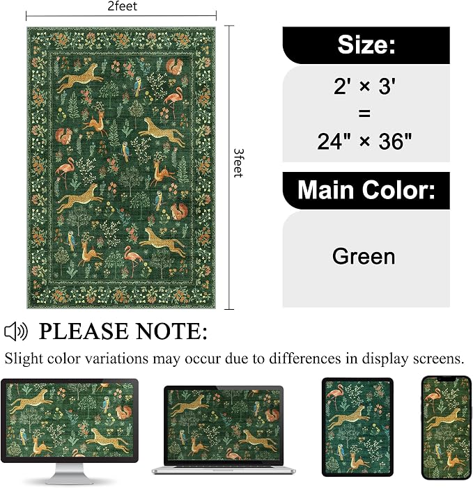 DUKINO 2x3 Rug, Washable Animal Rugs