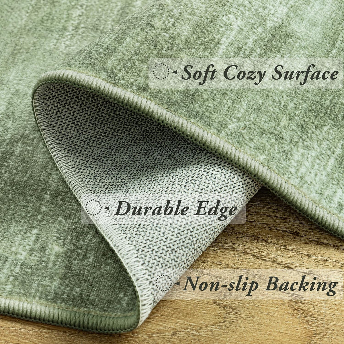 BILEEHOME Modern Area Rug 4x6 Non Slip Olive Green Small Rugs for Dorm