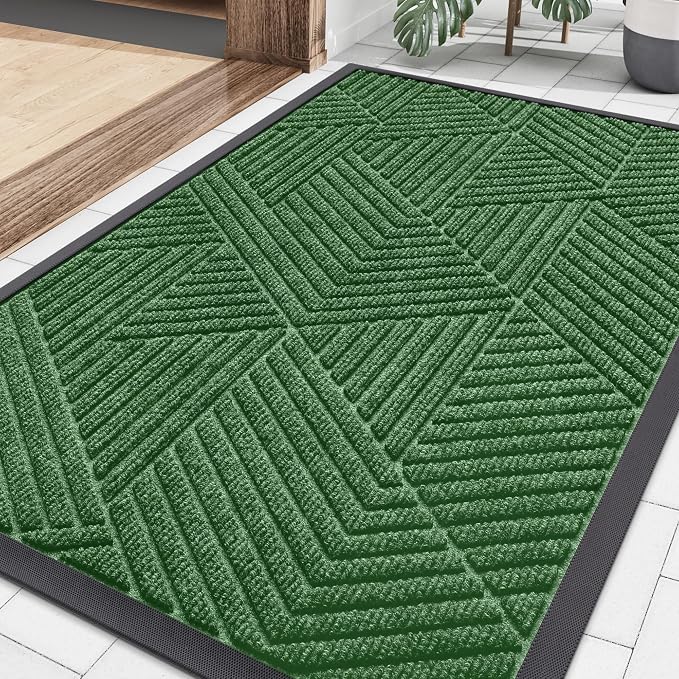 Smiry Front Door Mat Outside Entrance, Heavy Duty Sturdy Natural Rubber Doormat