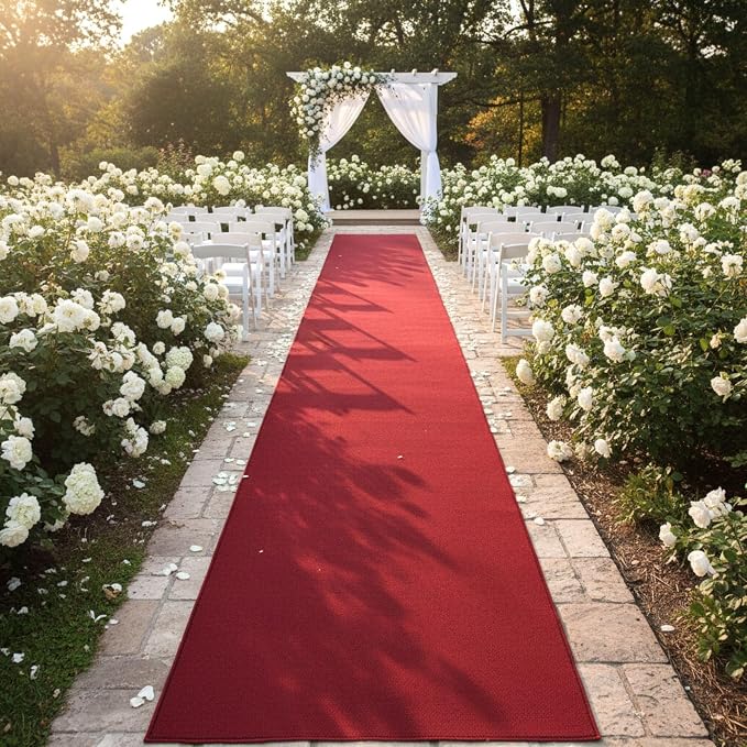 Ottomanson Hallway Runner Rug Non Slip Solid Area Rugs, Solid Red