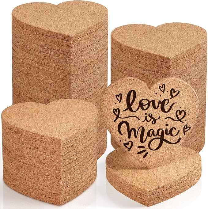 60 PCS Cork Coasters for Laser Engraving, Thick Absorbent Blank Coasters | 4