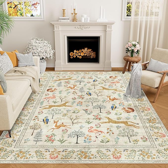 DUKINO 8x10 Rug, Washable Animal Living Room Rug