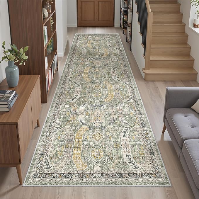 Madane Runner Rug 2'6''x8' Kitchen Runner, Hallway Runner Printed Vintage