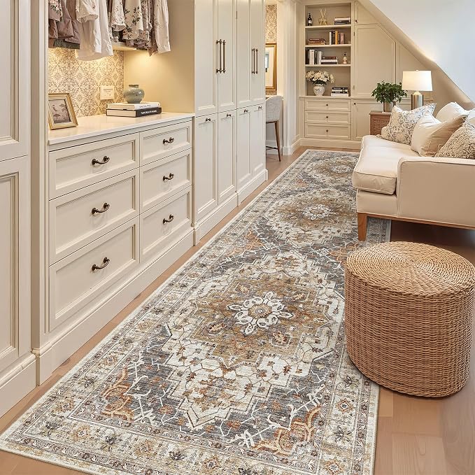 Madane 3x12 Hallway Runner Rug, Non Slip Washable 12ft Runner