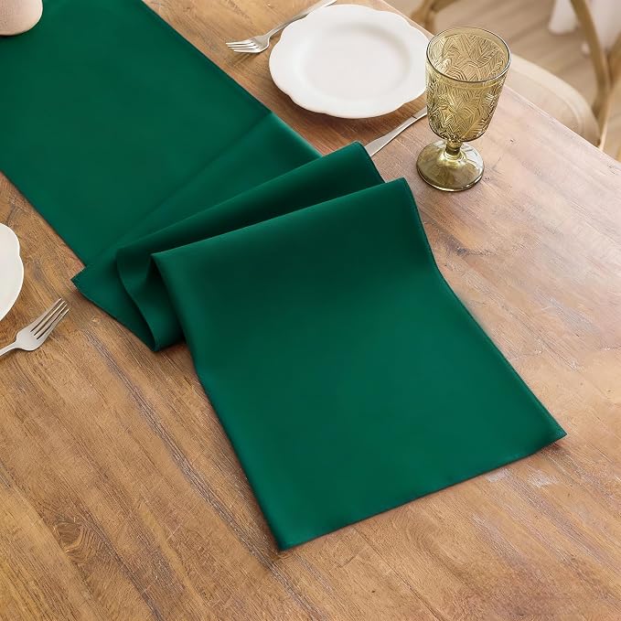 Green Table Runner, Waterproof Washable Runners 60 Inches Long | Reusable 12x60