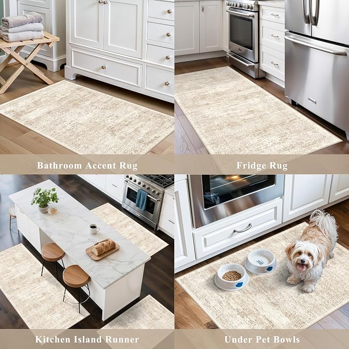 Kitchen Rug Sets 3 Piece Washable – Non Slip Modern Boho Small Kitchen Rugs and